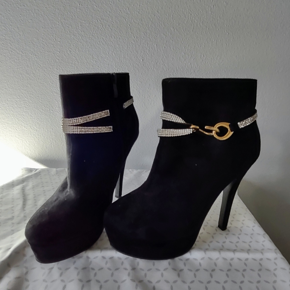 Black Booties w/Rhinestones